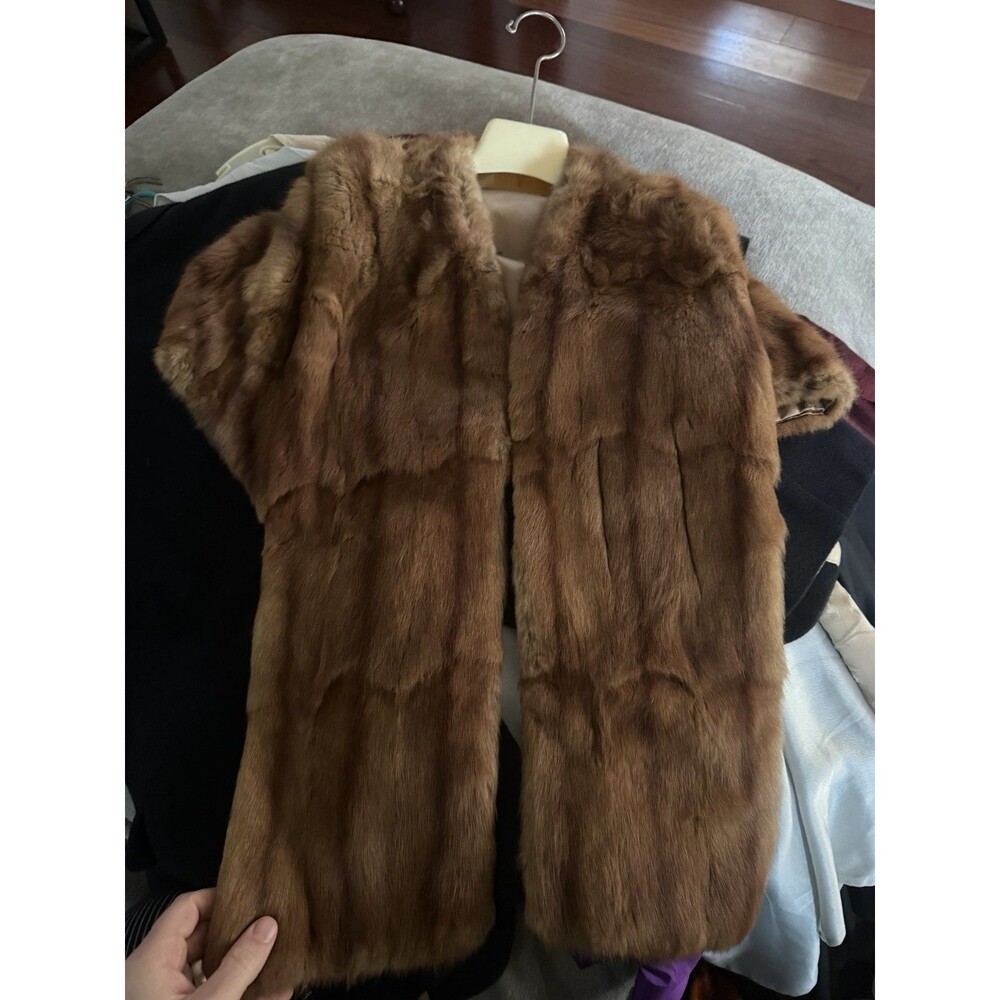 Daniels and Fisher Women's Brown Fur Vest Lined Sleeveless Hook & Eye M/L